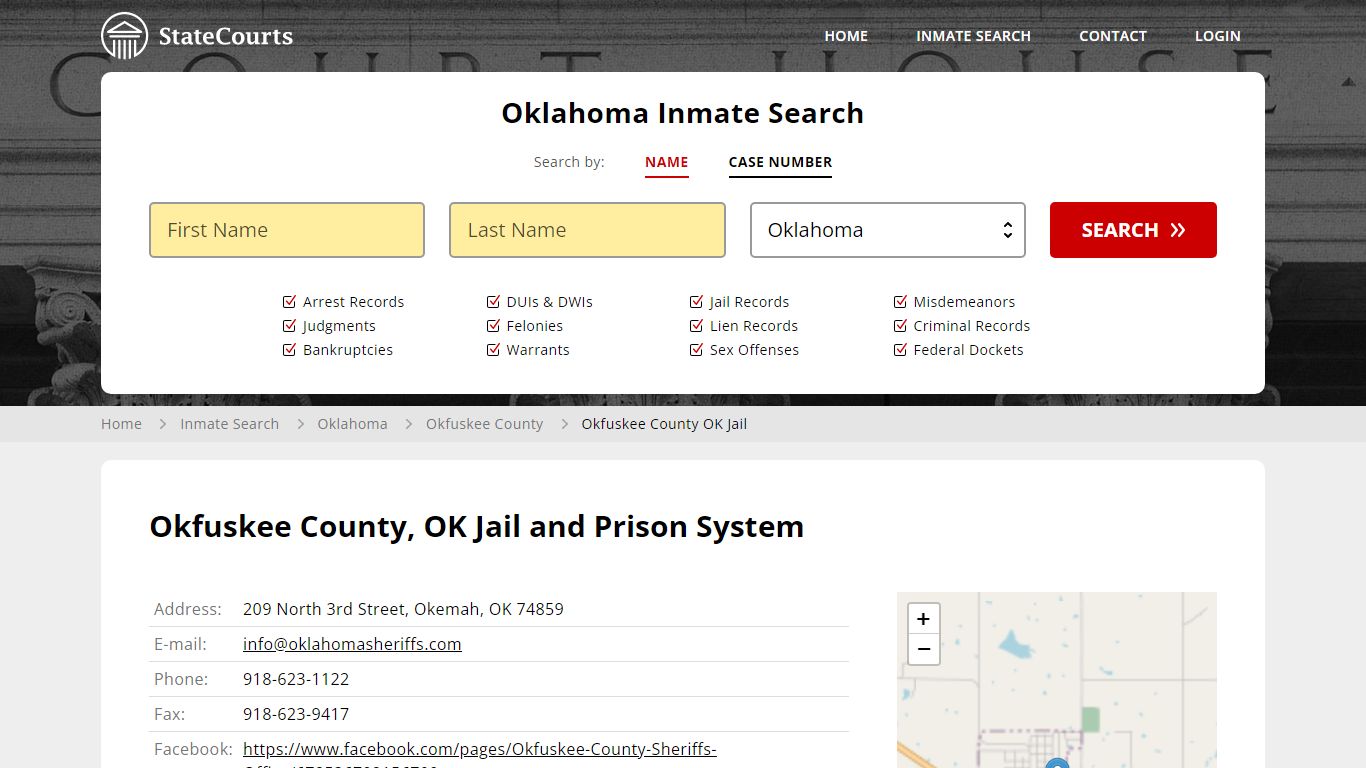 Okfuskee County OK Jail Inmate Records Search, Oklahoma - StateCourts